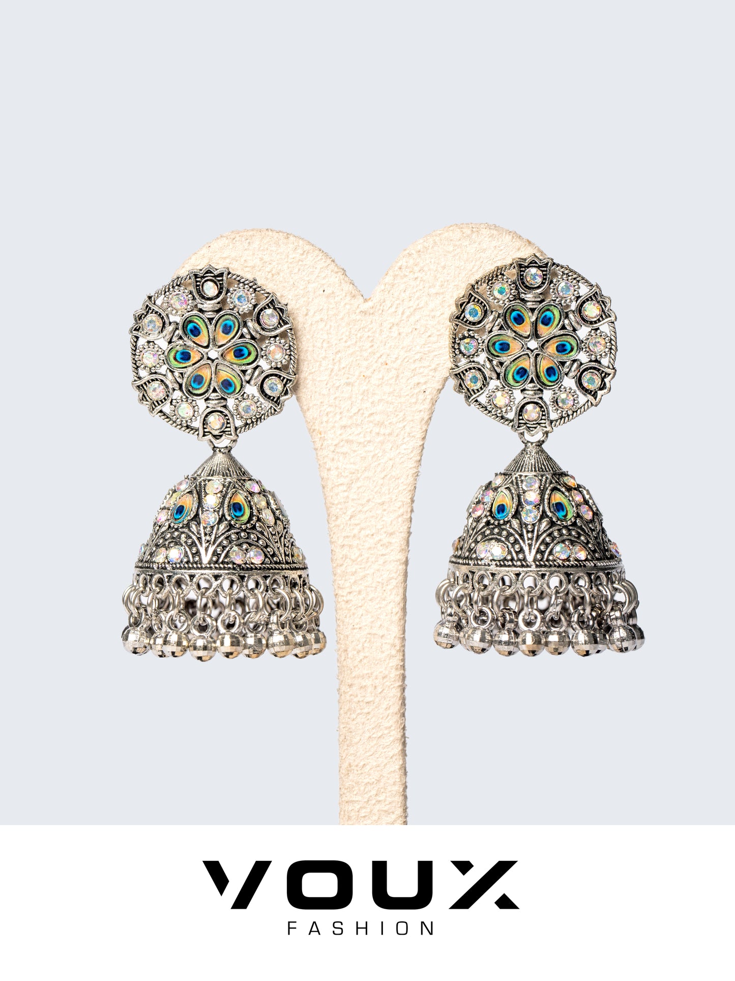 Rajkot Jhumka Peacock silver design VF0003JW