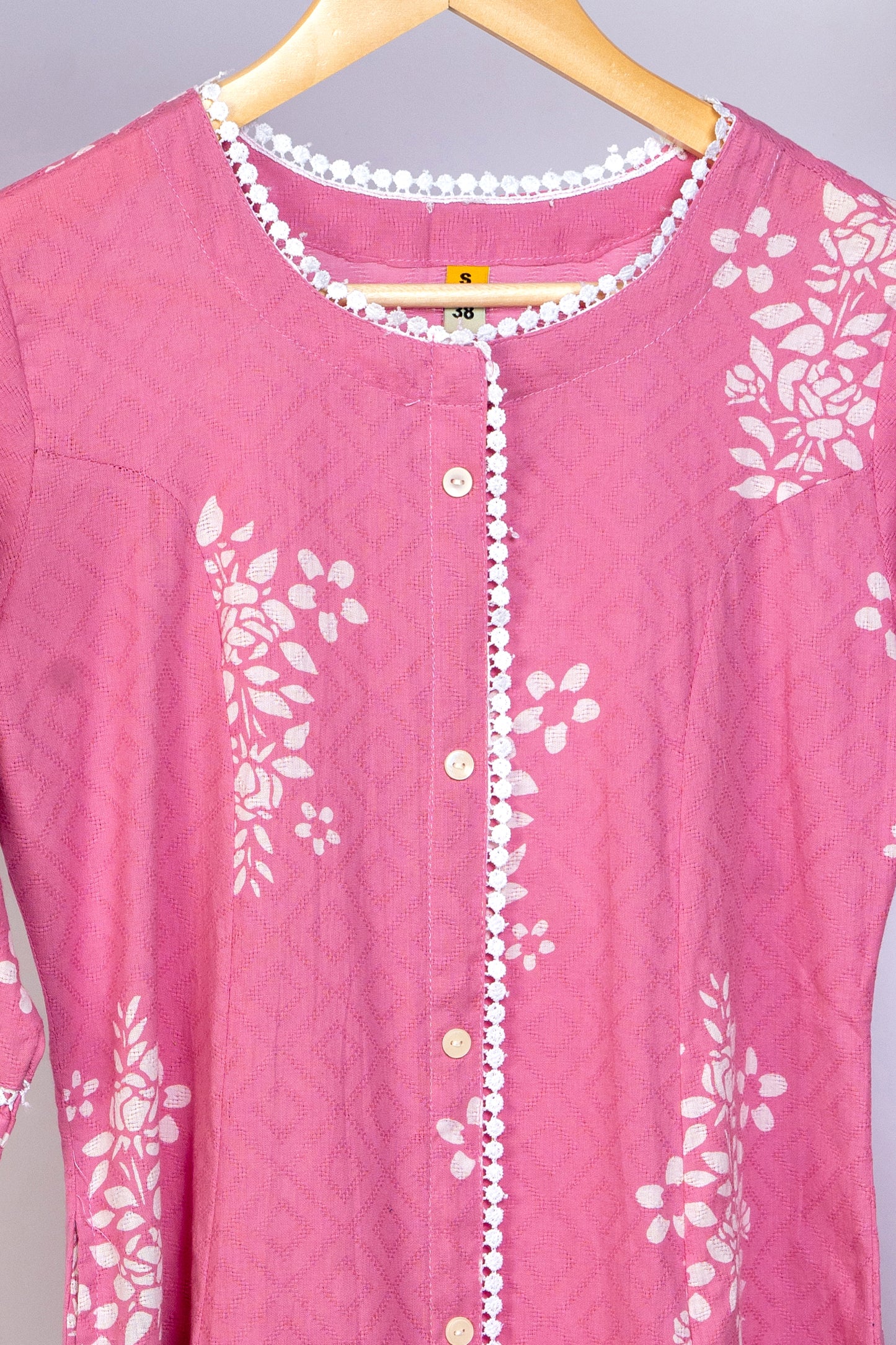 Bombay cotton pink printed a-line kurta