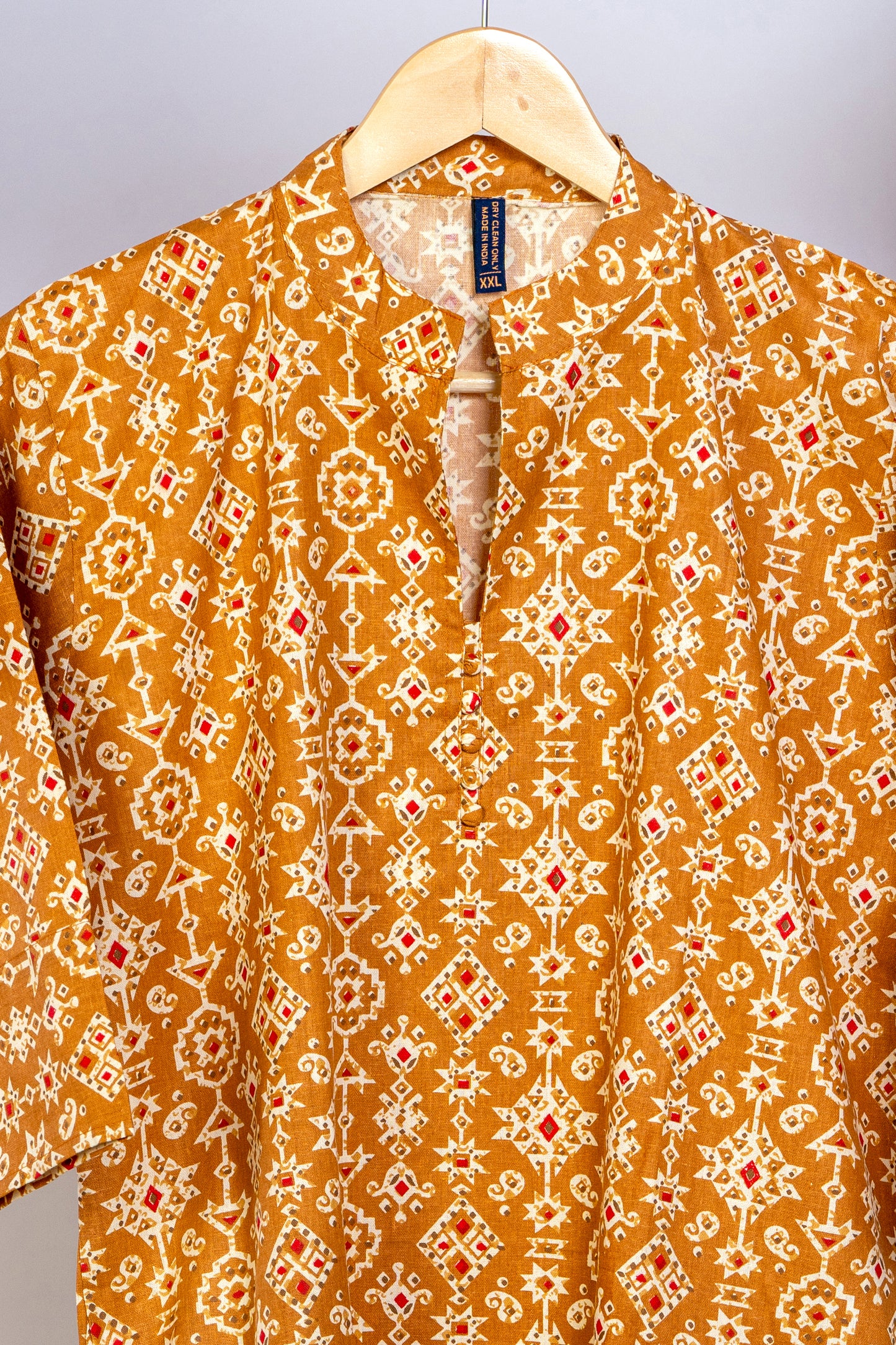 Simple Semi Cotton Printed A- Line Kurta