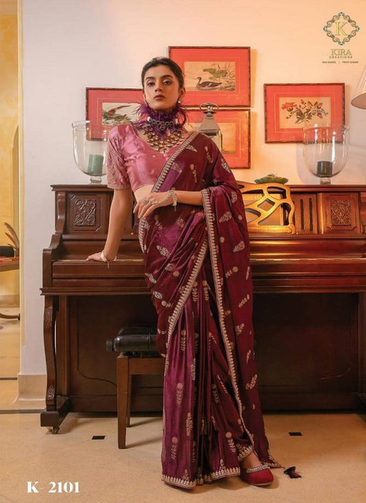 Kashvi Dull Moss Foil Printed Sarees